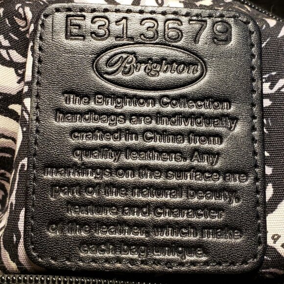 BRIGHTON Handbag/Shoulder Bag Brown Alligator Embossed Leather/Black Trim - Picture 4 of 14